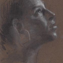 Miniature Female Portrait Original Drawing 