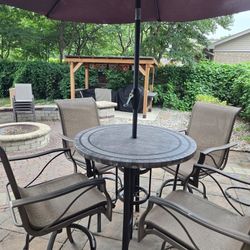 Tile Top High Seat Patio Table And Chairs