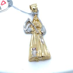 14KT Two Tone Gold Santa Muerte Pendant 4.10g 172200/4