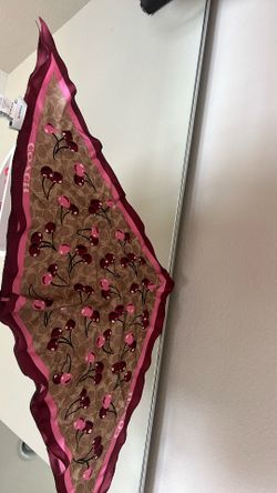 Coach Cherry Swirl Silk Diamond Scarf 