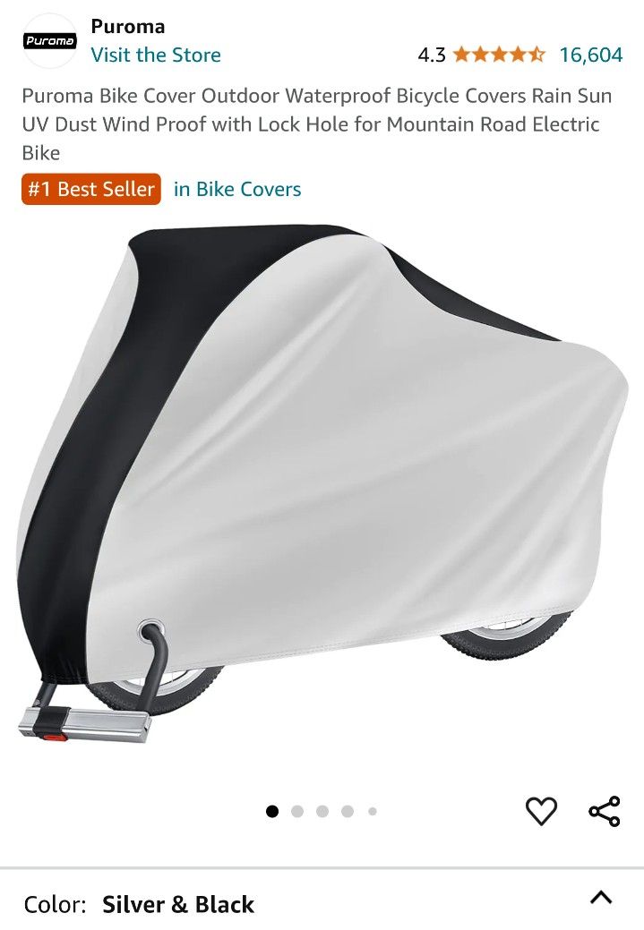 Puroma XL Bike Cover, Silver And Black