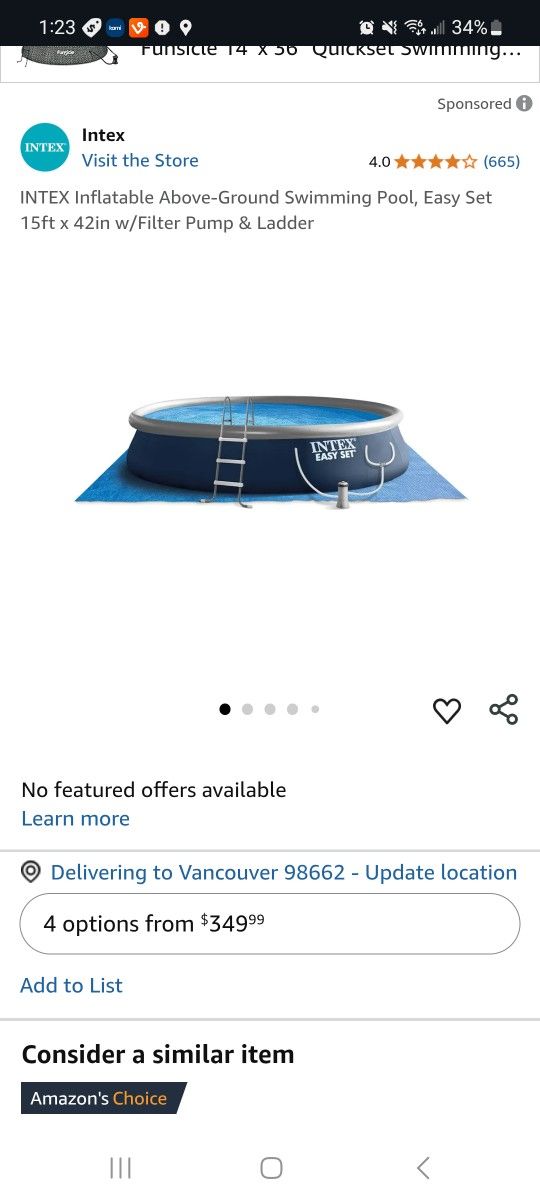 15' X 42" Easy Set Pool