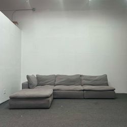 4 Piece Grey Cloud Couch | Oversized Deep Seat Sectional Sofa | RH Style | Delivery