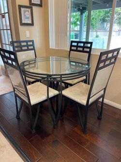 Glass Dining Table with 4 Chairs