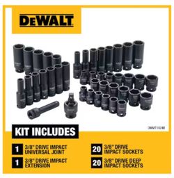 Sockets 3/8 dewalt 42 pieces