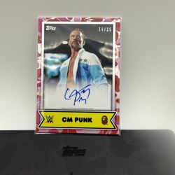 2025 Topps WWE x Bape CM Punk Auto Pink Camo 14 /25 Autograph SSP Rare