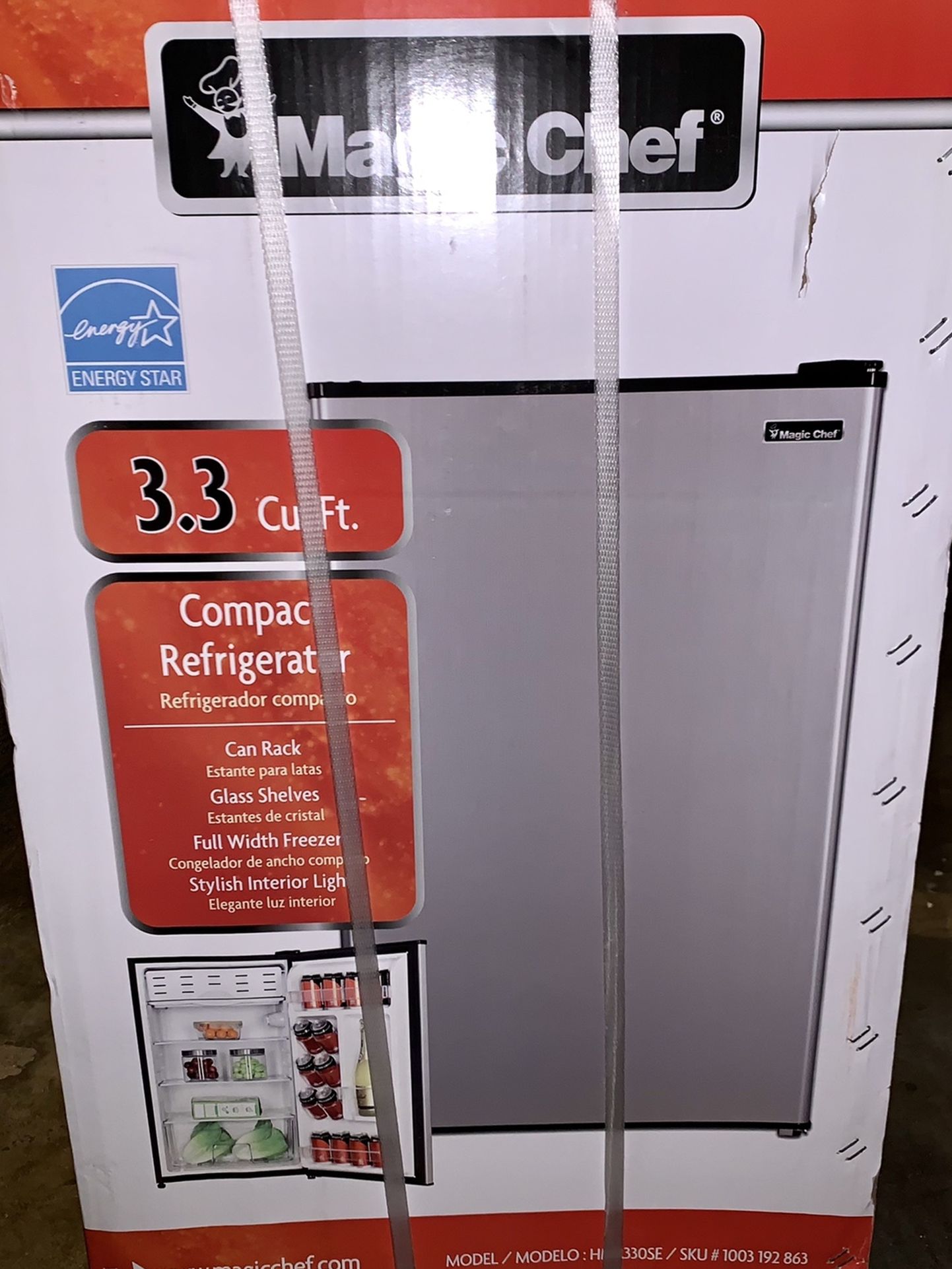 Magic Chef 3.3 cu. ft. Mini Fridge in Stainless Look BRAND NEW on sale