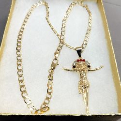 14K gold filled 4mm Cuban link chain and pending