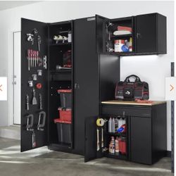 5-Piece Extra Wide Heavy Duty Welded Steel Garage Storage System in Black