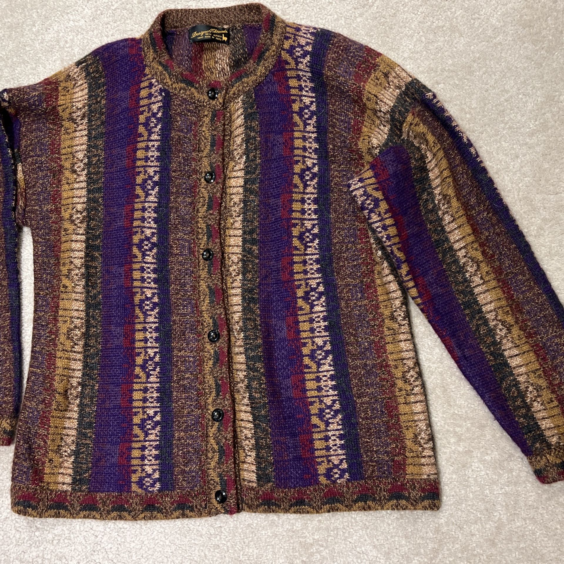 Pure Alpaca Womens Sweater Cardigan New Large