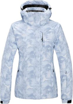 Wantdo Women's Waterproof Ski Jacket Colorful Printed Fully Taped Seams Rain Coat Warm Winter Parka