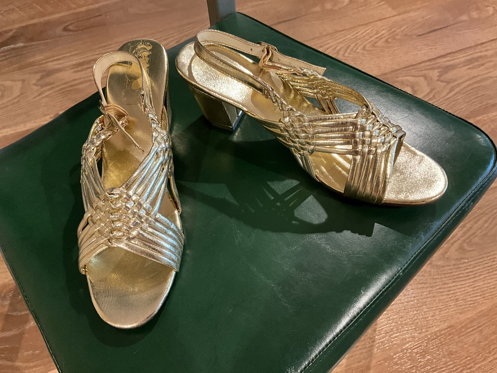 Gold 2” Heel Sandals Size 9-10