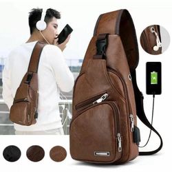 Men’s/women’s Leather crossbody messenger shoulder bag