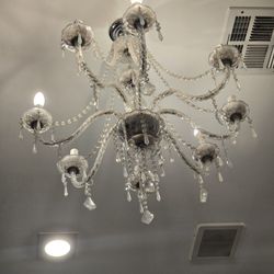 Eight Light Crystal Prism Chandelier Modern K9 Pendant Fixture