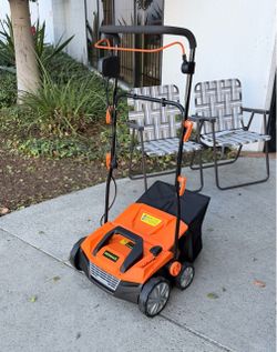 New 13” 12A Corded Electric Self-Propelled Walk Behind Lawn Dethatcher 40L Collection Bag Lawn Mower