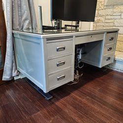 Antique Sit Stand Desk, Professionally Refinished.