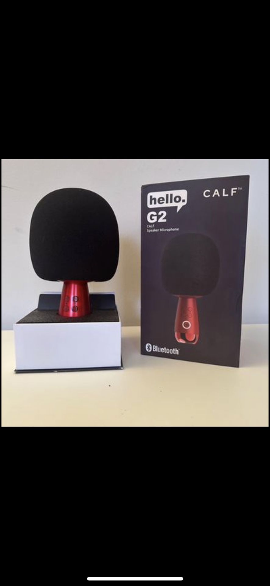 Microphone Karaoké Bluetooth Portable Calf G2 - Haut-parleur Intégré, Couleur Rouge, Neuf Sous Garantie 1 An