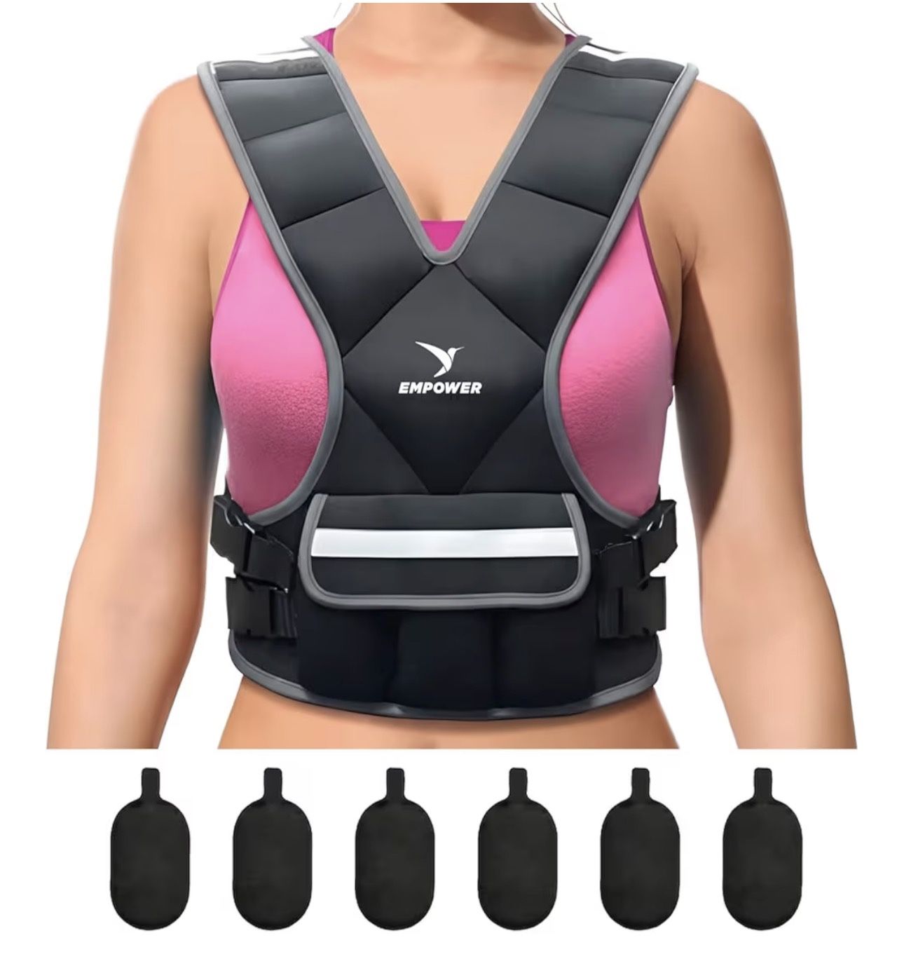 Weighted Vest for Women with Reflective Strips – Fixed 8Lbs, Adjustable 4-10Lbs