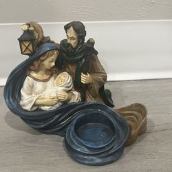 Resin Holy Family Votive Candle Holder