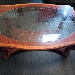 Oak Table With Glass 
