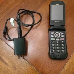 Kyocera Dura XV Extreme Flip Phone w/Camera, Charger, and FM Radio.