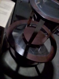 TWO TABLES WITH GLASS ONE DIFFERENT SIZES BOTH ARE VERY GOOD CONDITION PRICE $50