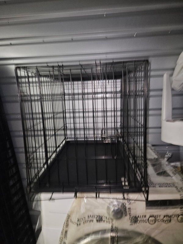 Foldable Metal Wire Dog Crate with Tray, Single Door, 30 x 19 x 21 in, Black