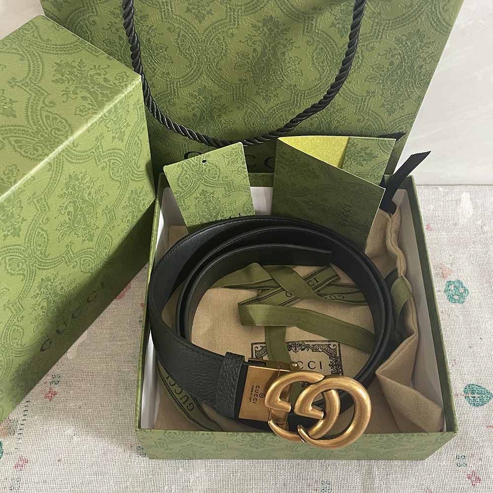 Gucci Black Buckle GG Marmont Belt