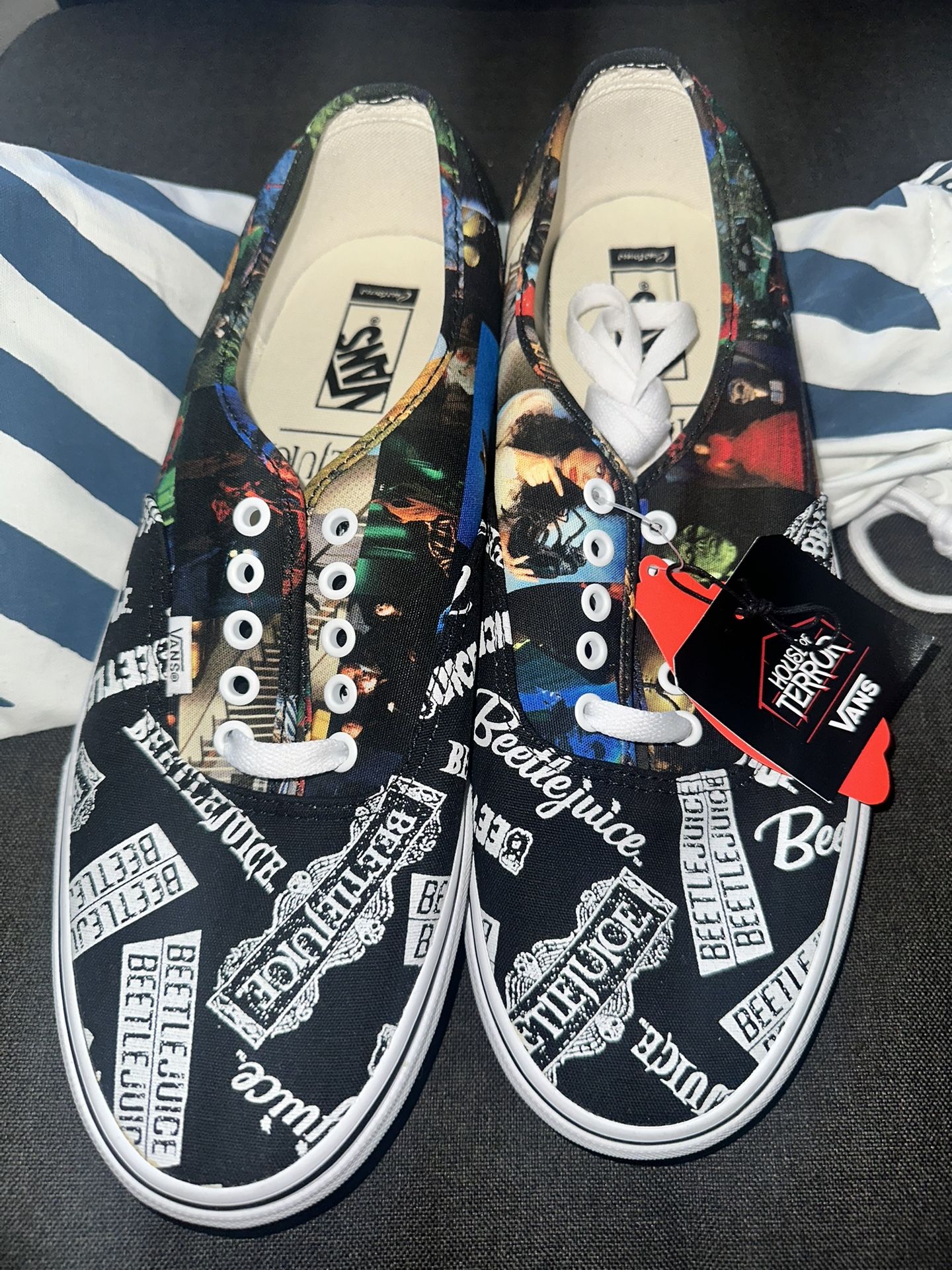 VANS Custom Made BEETLEJUICE House Of Terror SHOES size 11 Halloween horror