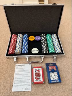 New Texas Holdem Kit in Aluminum Case with cards and 300 Casino chips