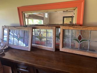 5 Antique Glass Window Panes - 20”x14”