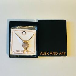 ALEX AND ANI Rose Quartz Gemstone Crescent Moon Adjustable Necklace