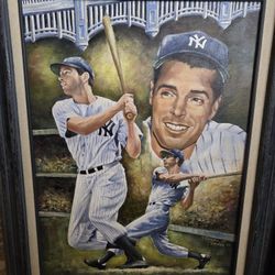 Joe Dimaggio Hand Painting By Angelo Marino Signed
