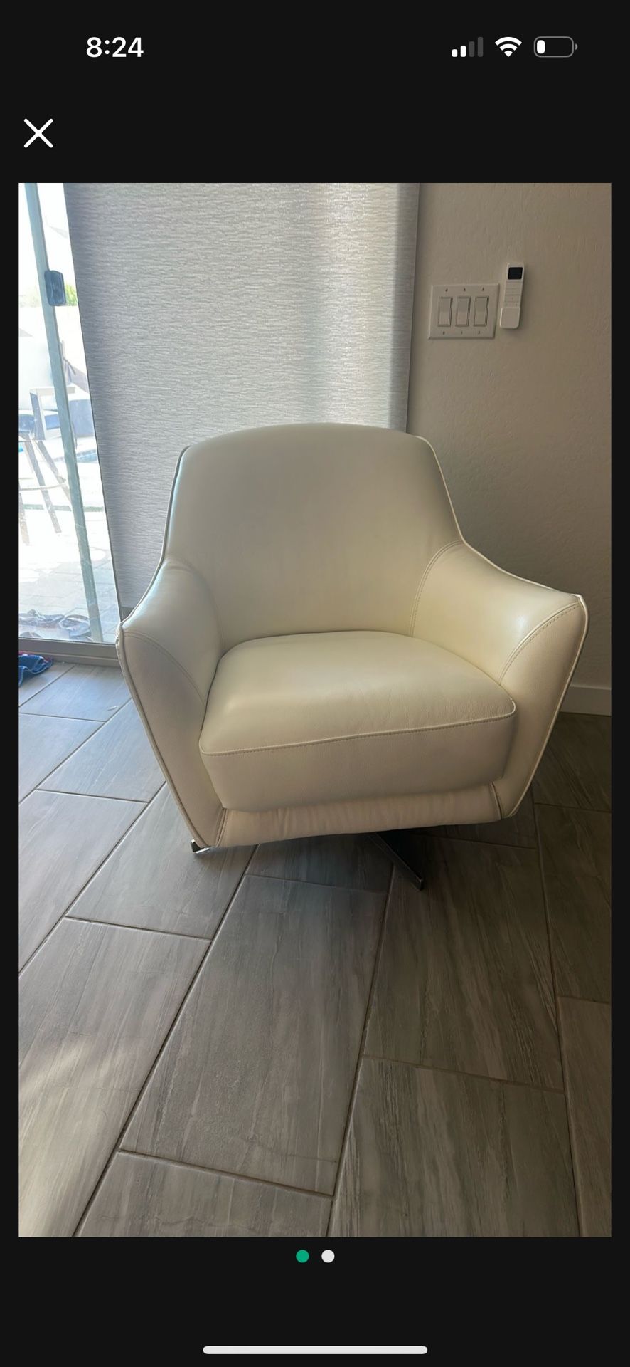 White Leather Accent Chairs (set Of 2) Living Spaces