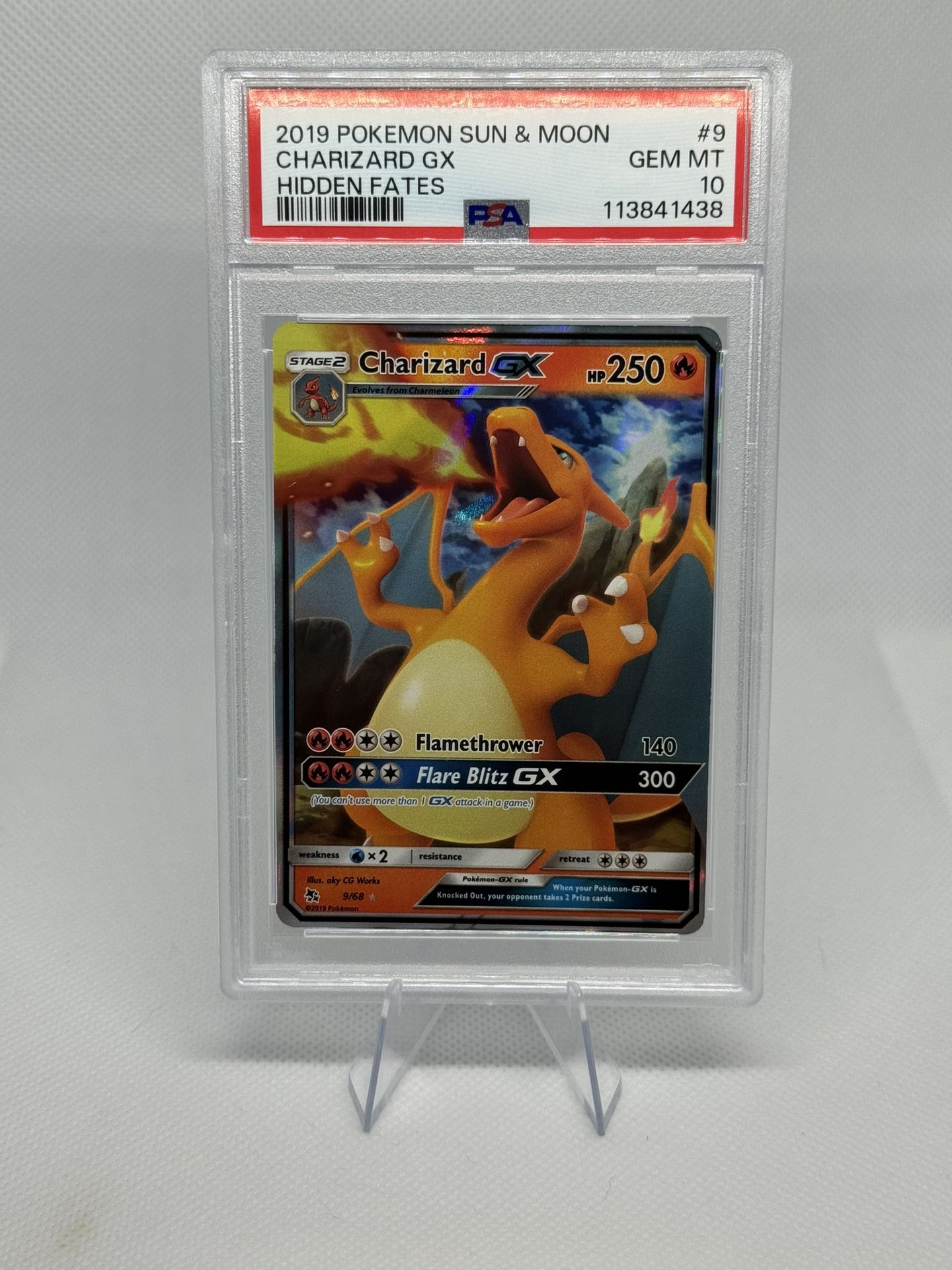 2019 Pokemon Sun & Moon Hidden Fates Charizard GX #9/68 PSA 10