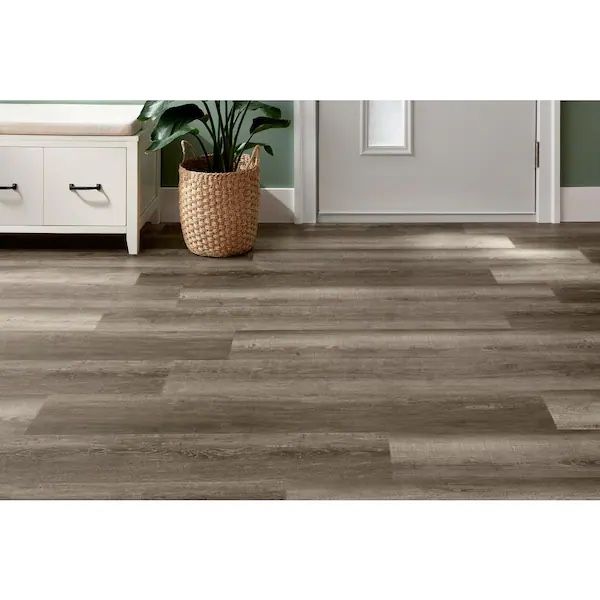 TrafficMaster Oaxaca Valley Gray 6 MIL L Click Lock Waterproof Luxury Vinyl Plank Flooring (23.8 sqft/case) - 18 Cases