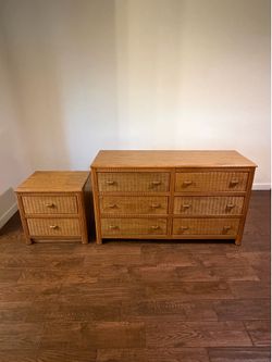 Modern real wood dresser 6 drawer with nightstand