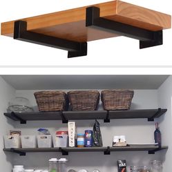 Shelf Brackets 4 Pack Thickened Heavy Duty Floating Shelf Bracket 8 inch (Actual 7.25"),Wall Mounted Industrial Metal Decorative Shelving Brackets wit