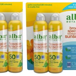 4-Pack! Alba Botanica Hawaiian Sunscreen Coconut SPF 50!