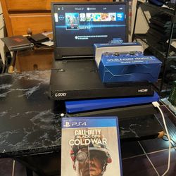 Call of Duty Coldwar with Blue Sealed controller & Blue PS4 Slim 1000GB 1TB $160! Extra is extra Not Free. Trade For Pokémon PSA 10 cards