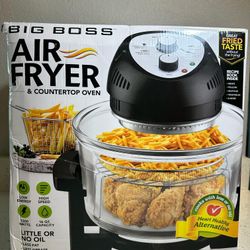 Big Boss Air Fryer Toaster Oven Combo 16Qt Kitchen Countertop, Convection Rotisserie 1300W Large Glass Bowl Black By Granitestone- FREE Delivery 