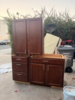 Dark Cherry Kitchen Cabinet Set