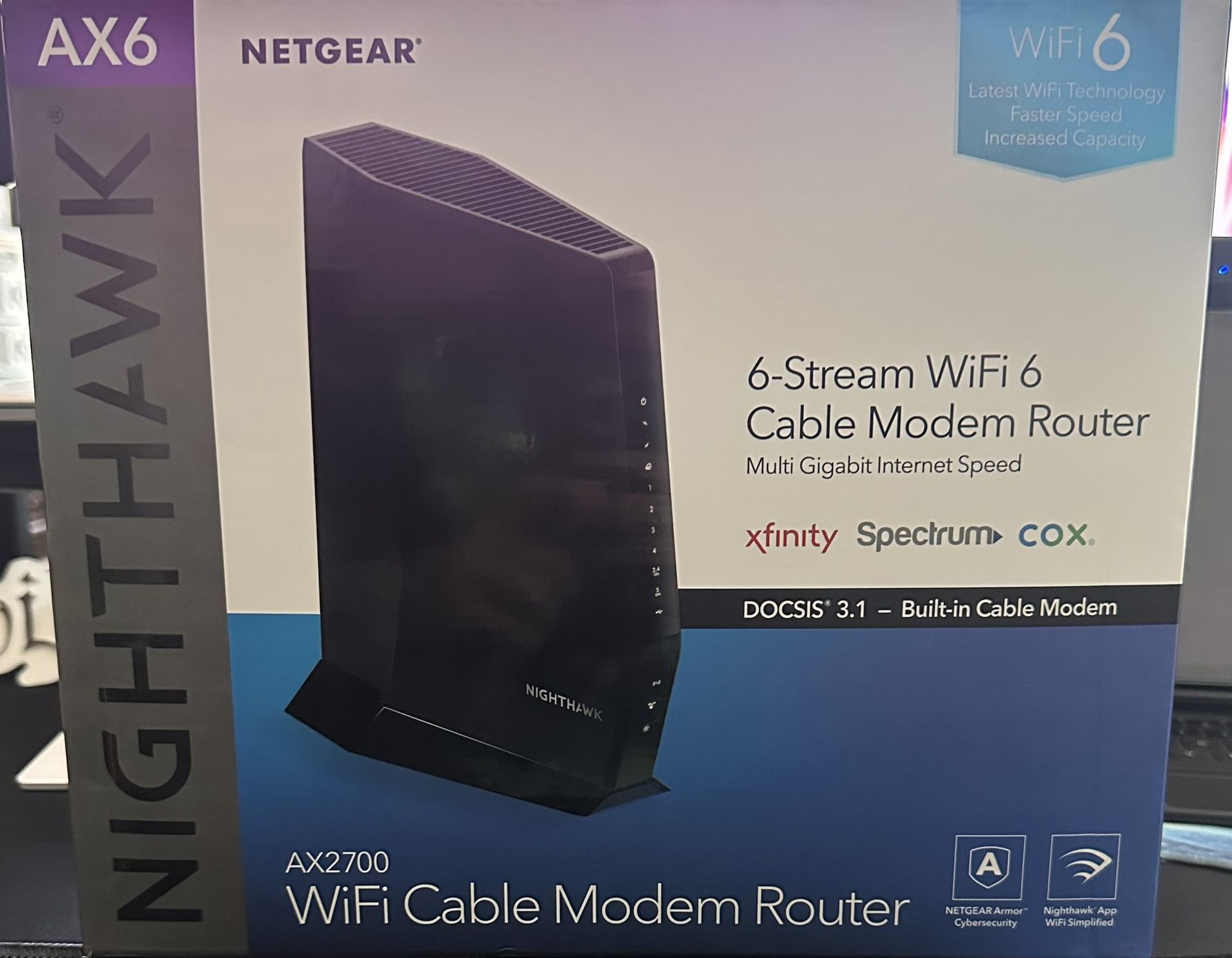 NETGEAR Nighthawk WiFi 6 Cable Modem Router 