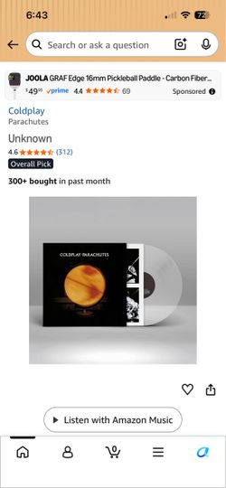 Coldplay Parachutes Vinyl Record
