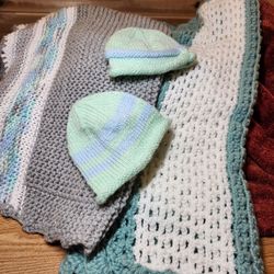 Baby Blankets Hats Crochet Handmade 