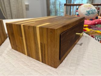 🪵 Handcrafted Walnut & Mixed Wood Side Tables – Set of 2