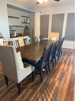 Large dinning table and chairs 10 chairs