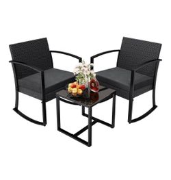 Bistro Set – 2 Chairs + Glass Table (Barely Used)