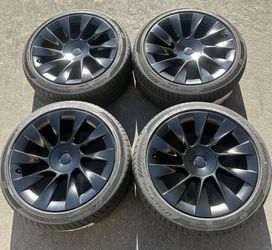 20” Tesla Model Y factory wheels tires satin black new rims induction sensors