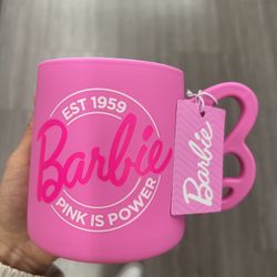 NWT Limited Edition Barbie Pink Mug with Heart Handle